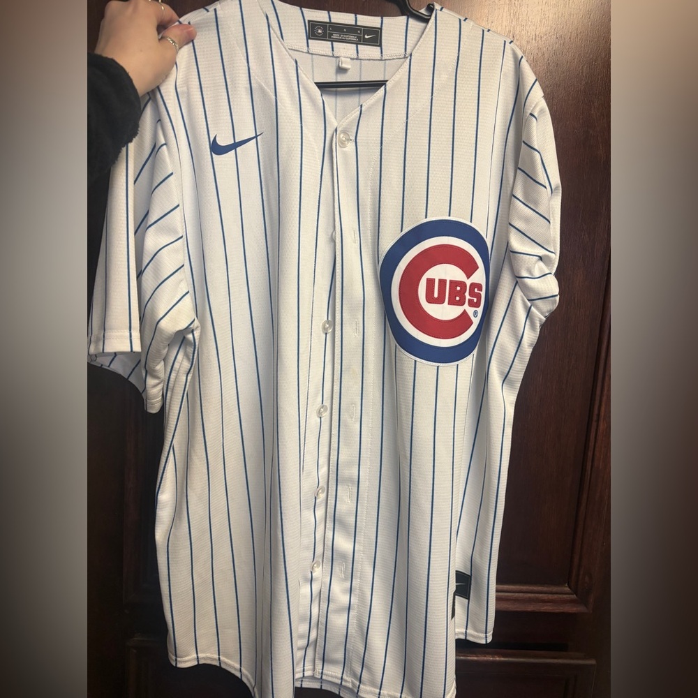 Nike Chicago Cubs Home White Pinstripe Jersey, Size L